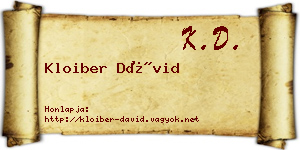 Kloiber Dávid névjegykártya
